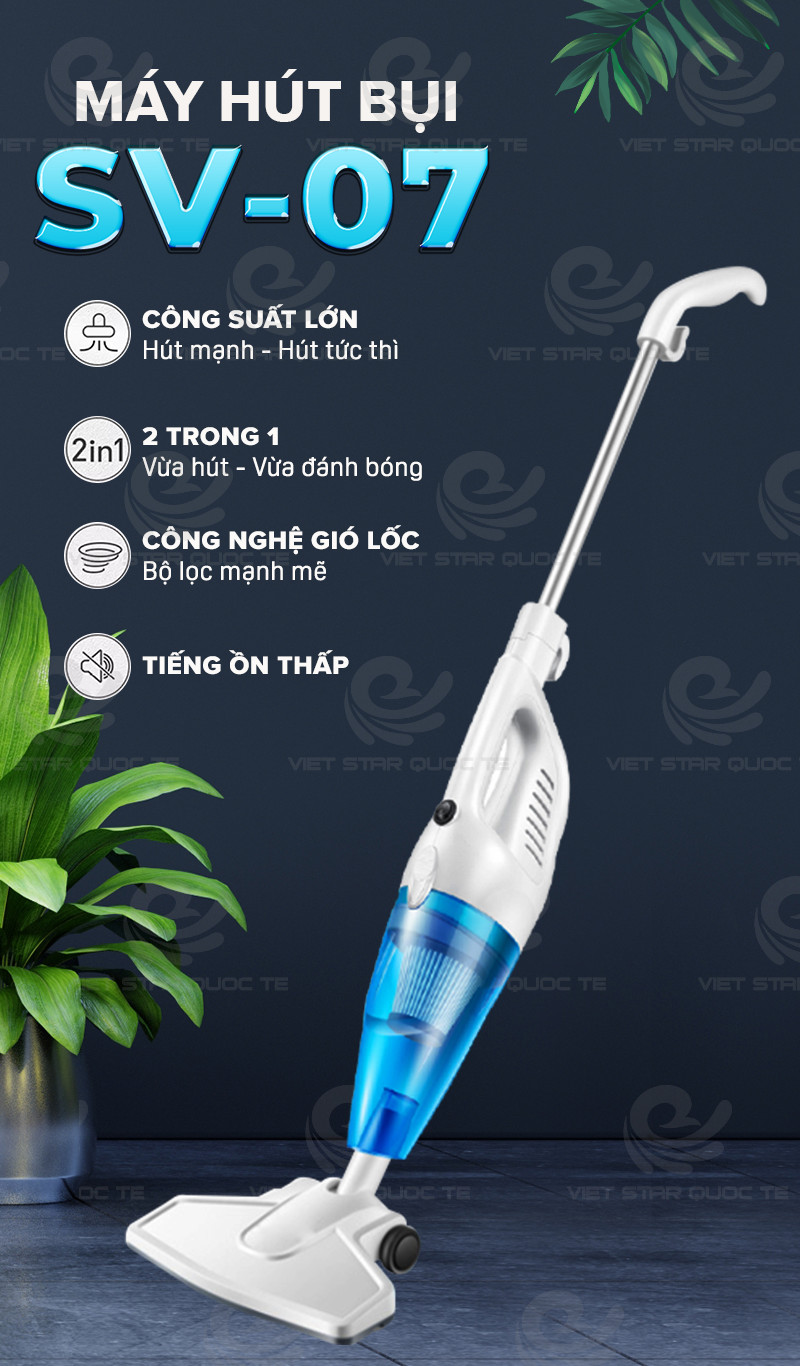 Máy Hút Bụi Cầm Tay Thông Minh Thế Hệ Mới SV-07, Dung Tích Cốc Chứa 1.2L - Hàng Chính Hãng