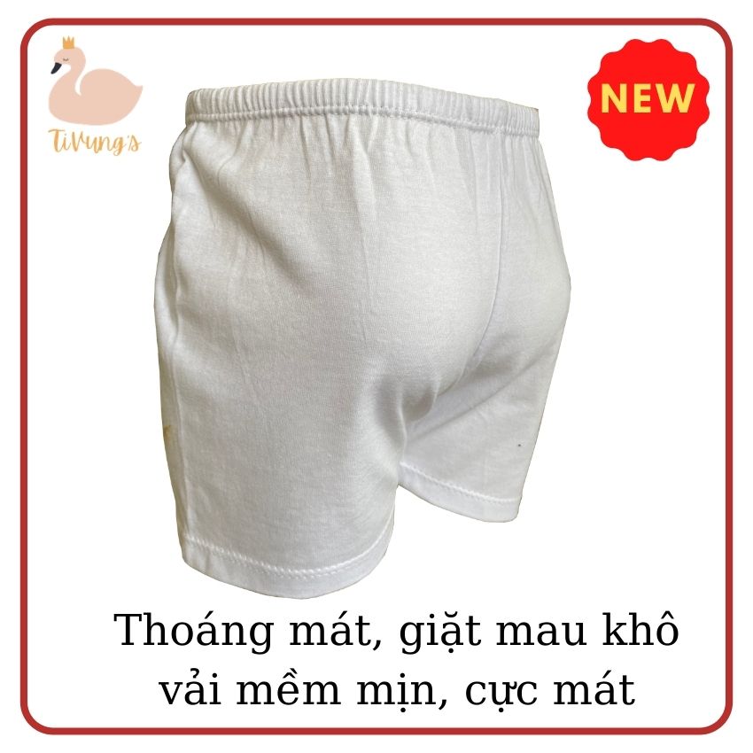 Quần áo trẻ em sơ sinh - quần ngắn màu trắng, thun 100% Cotton mềm mịn, thoáng mát - Shop TiVung chuyên quần áo trẻ em