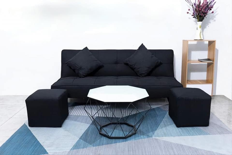 Bộ sofa bed 1m7 Juno sofa bao gồm 2 đôn và bàn kim cương -combo 6 món như hình