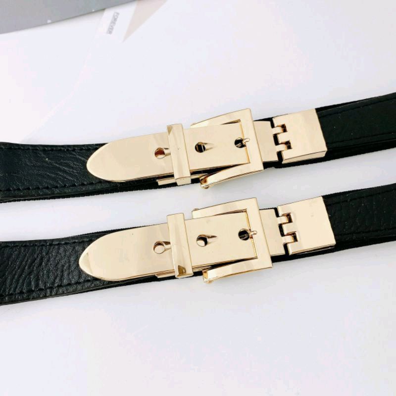 Dây nịt thun nữ kim bản Bản 2,5cm Chất thun co giãn phối da PU Khoá cài trước tiện lợi