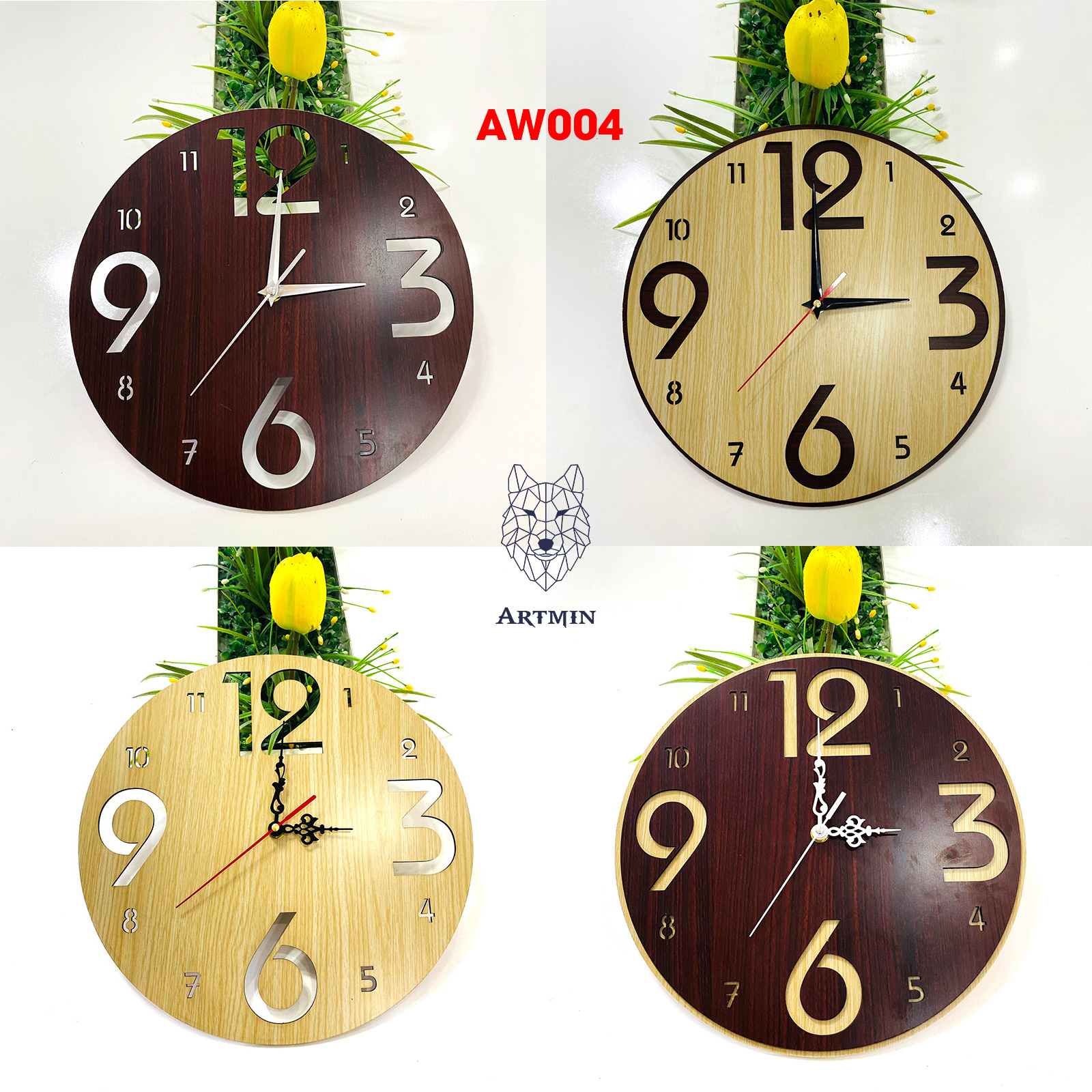 AW004 - Đồng Hồ Gỗ Treo Tường – Décor Trang Trí Tinh Tế
