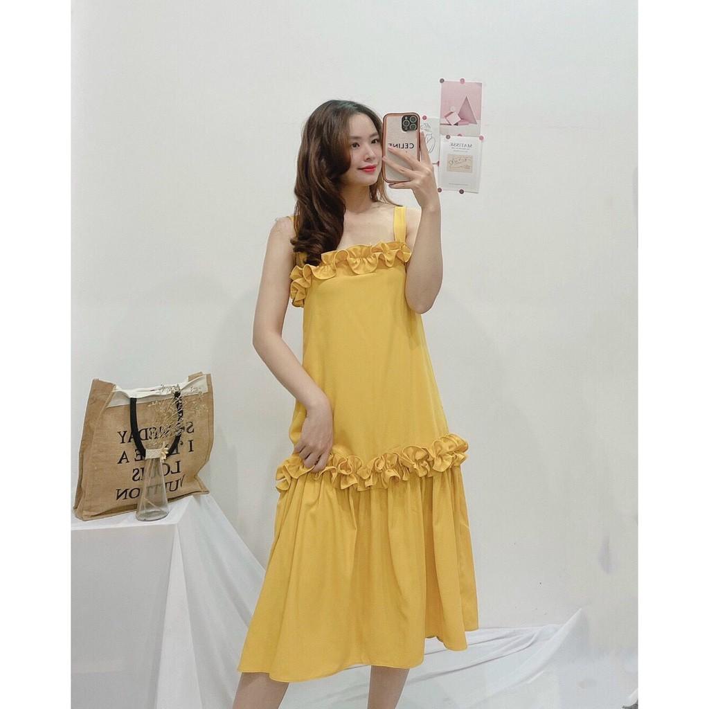 ĐẦM MANGO DỰ TIỆC MAXI BÈO NGỰC NHIỀU MÀU 2 DÂY DÁNG XÒE DÀI-hình thật shop chụp