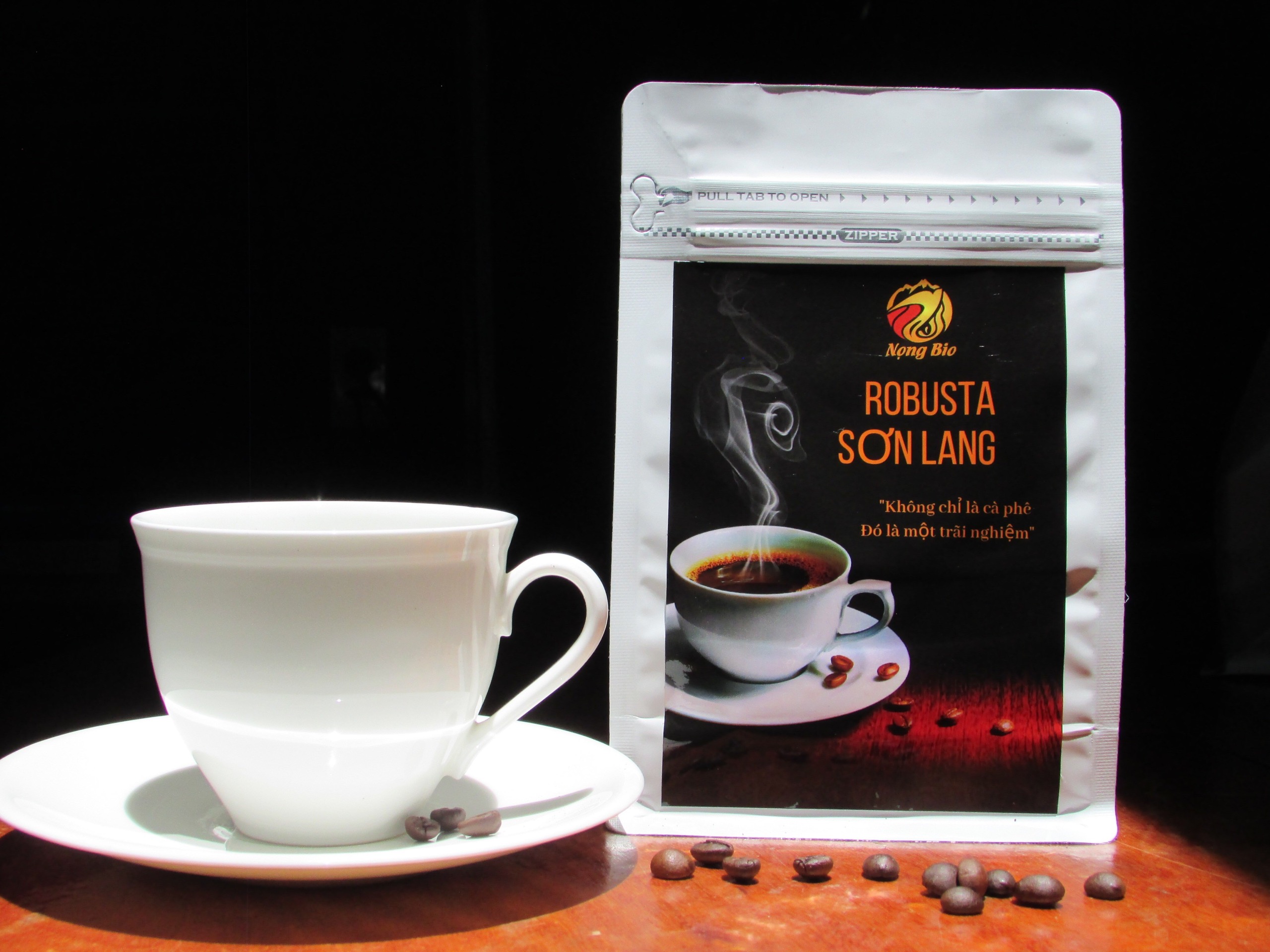 Cafe Robusta nguyên chất 100% rang mộc Sơn Lang Gia Lai gói 250g