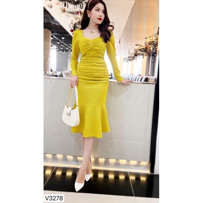 Đầm Thiết Kế Jeny Dress Chất Liệu Vải Gân Hàn Cao Cấp - Váy Thiết Kế Chất Liệu Co Giãn
