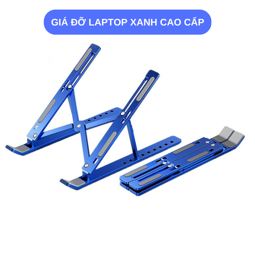 Giá đỡ Laptop, máy tính bảng bằng kim loại gấp gọn chịu lực 10kg có đế kê tản nhiệt tùy chỉnh độ cao linh hoạt, chống mỏi cổ