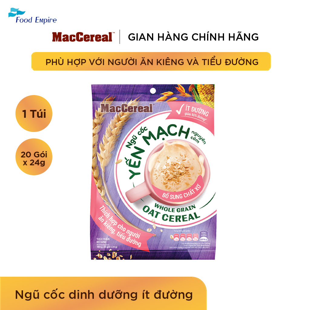 Bột Ngũ Cốc Dinh Dưỡng Ít Đường - MacCereal (túi 20 gói x 28g)