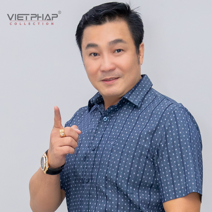 Áo Sơ Mi Nam Trung Niên Tay Ngắn Vạt Ngang Lụa Cao Cấp 9503 Việt Pháp