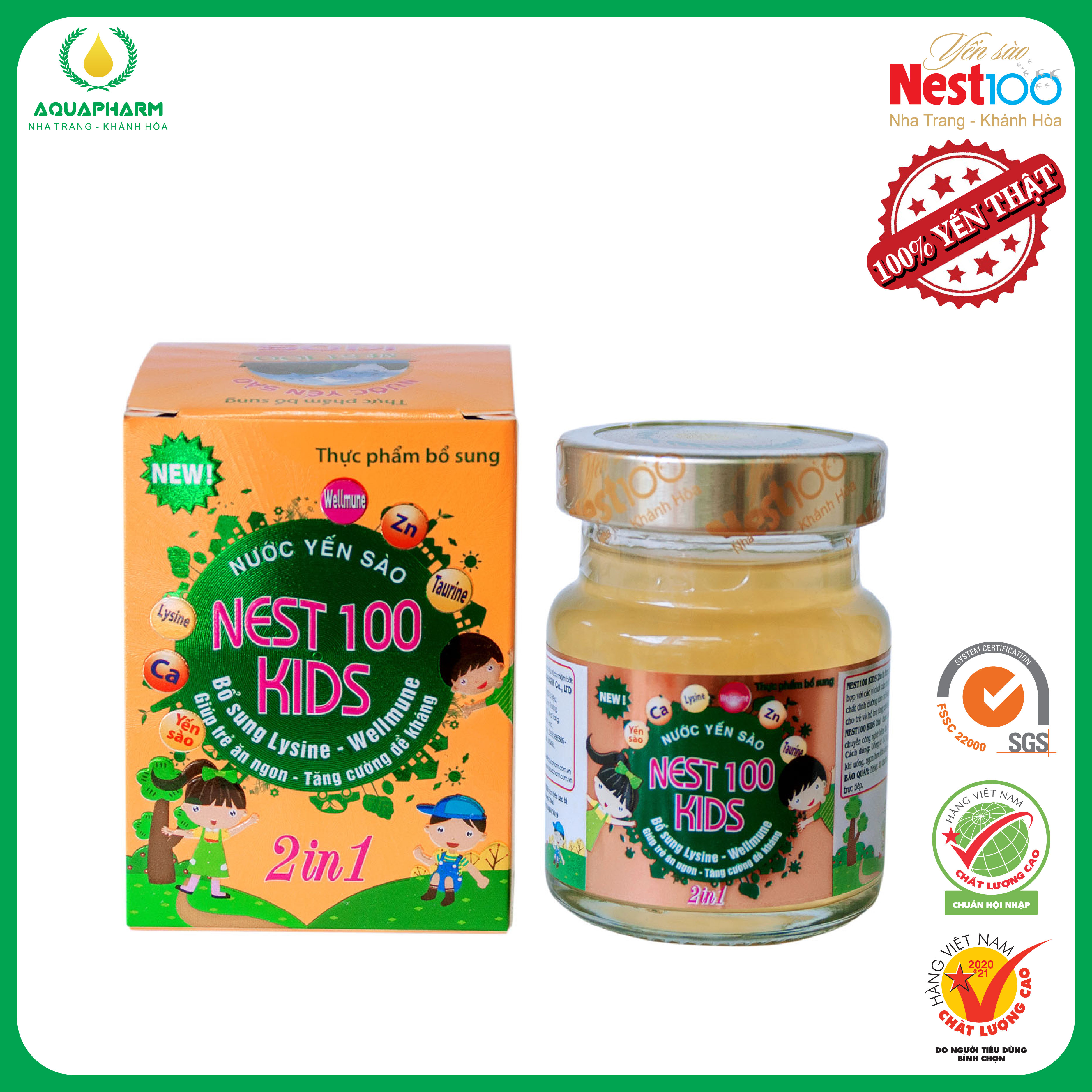 [Combo lốc 6 tặng 1] Nước Yến Sào Nest100 Kids 2in1 - Lysine &amp; Wellmune - Giúp Trẻ Ăn Ngon (lọ 70ml)