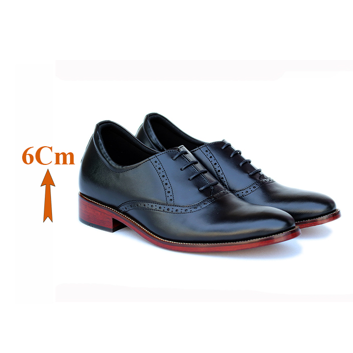 Giày Độn Nam T&TRA Tăng Cao 6Cm- S1025 Đen Đế Da- Chất Liệu Da Mộc Cao Cấp Đánh Màu Thủ Công Patina, Phần Tăng Cao Ẩn Bên Trong