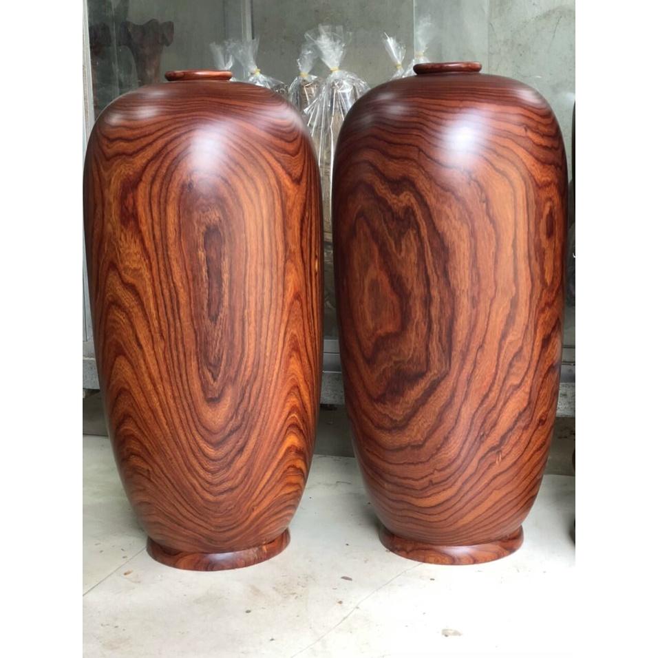 Đôi Chum hũ kim hút tài lộc bằng gỗ trắc kt cao 50×20cm