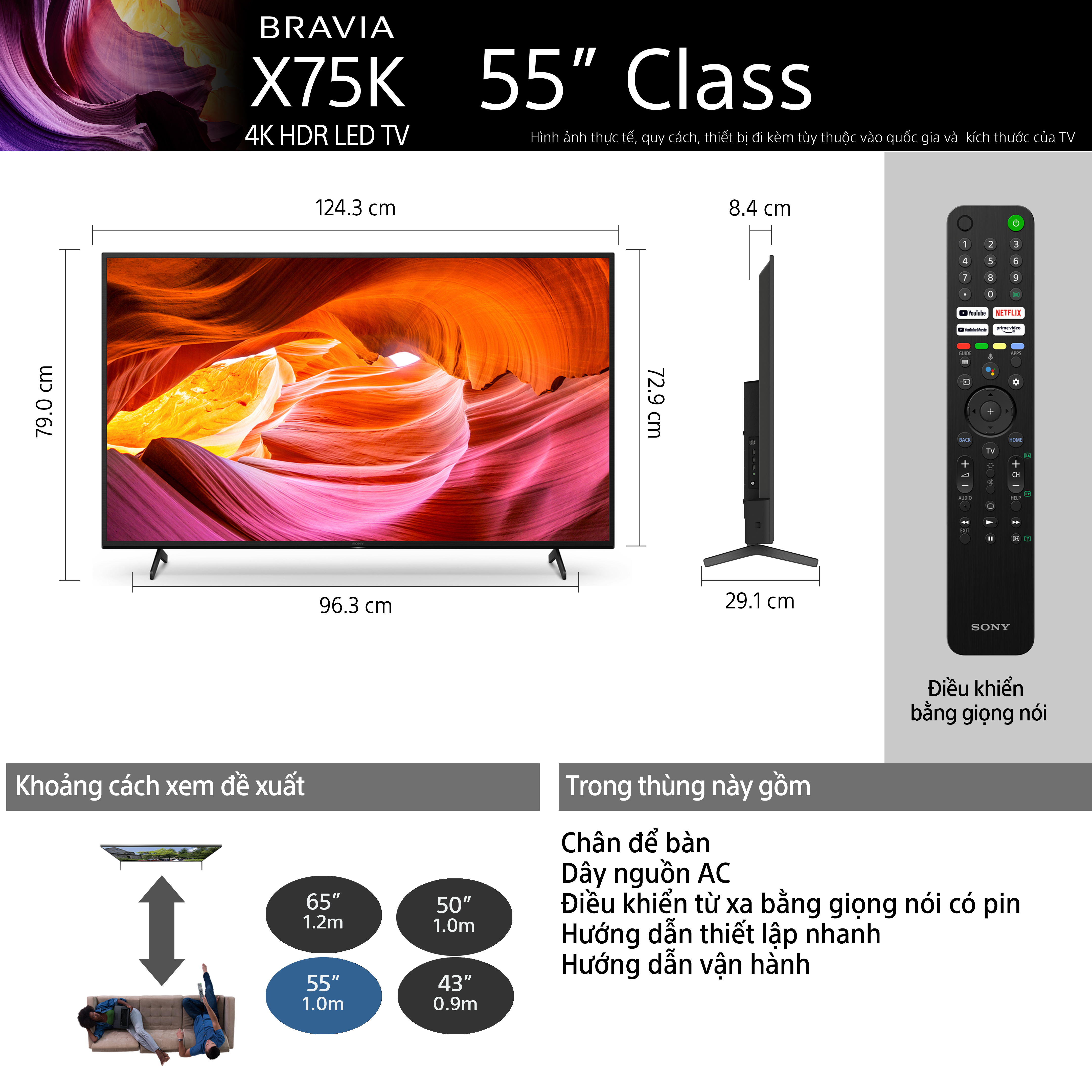 Google Tivi Sony 4K 55 inch KD-55X75K - Model 2022