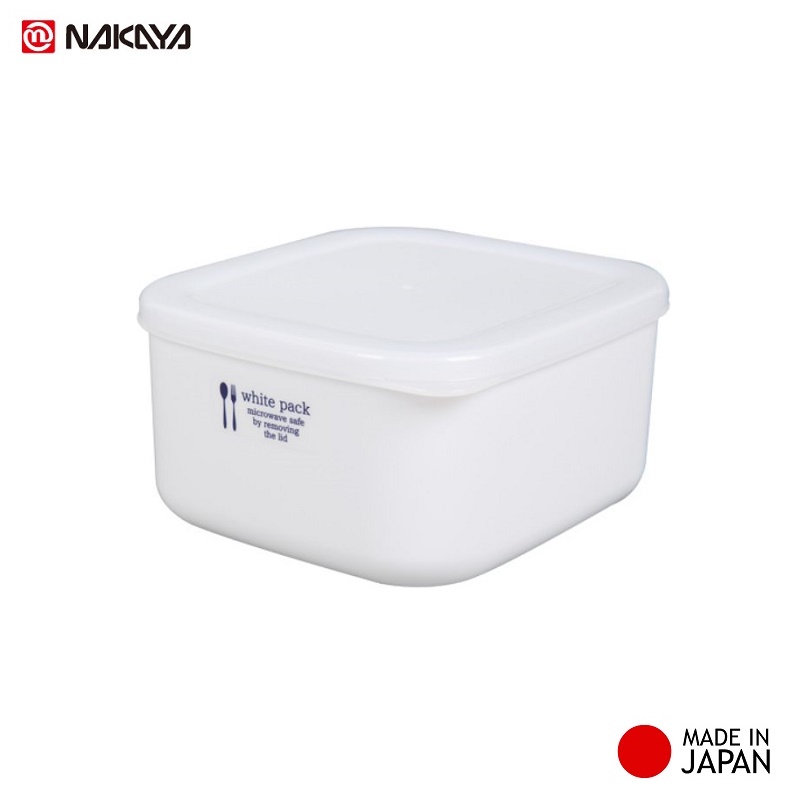Hộp đựng thực phẩm vuông Nakaya White Pack  có nắp mềm giúp bảo quản thực phẩm sạch sẽ -nội địa Nhật Bản