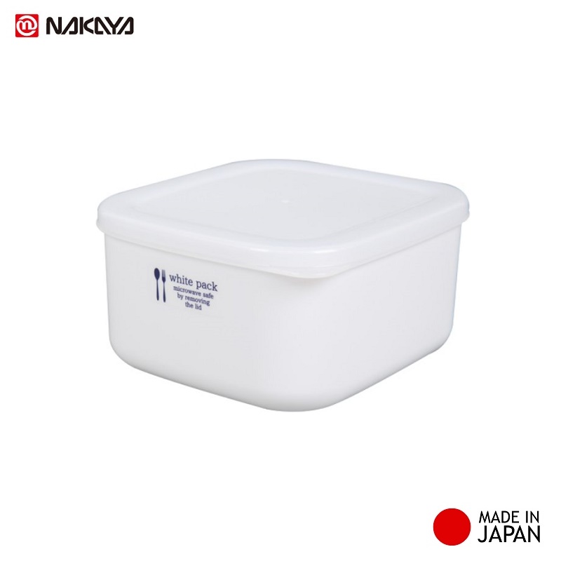Hộp đựng thực phẩm vuông Nakaya White Pack có nắp mềm giúp bảo quản thực phẩm sạch sẽ -nội địa Nhật Bản