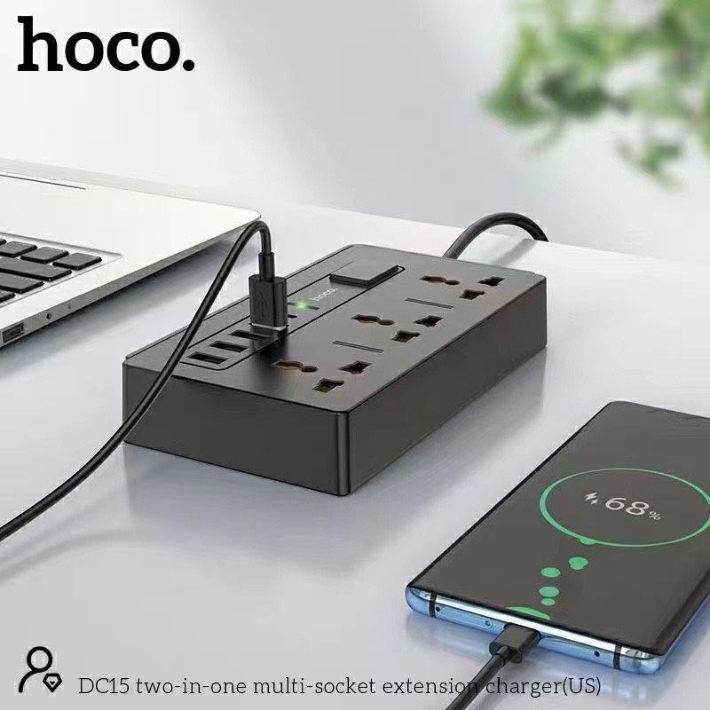 Ổ Cắm Điện Đa Năng Hoco DC15 - Sạc nhanh PD18W, QC18W Hỗ Trợ Cổng Type-C, AC &amp; 4 Cổng USB Tiện Dụng - Hàng Chính Hãng