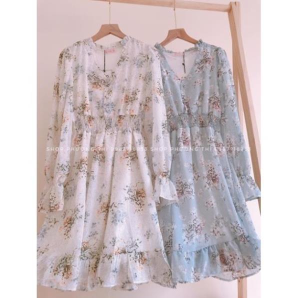 Váy hoa nhí vintage cổ V hoa xinh