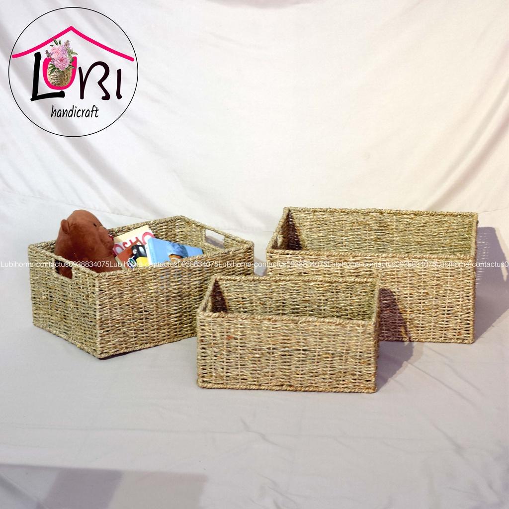 Lubihandicraft - Sọt cói đựng đồ hình chữ nhật - đơn giản, mộc mạc