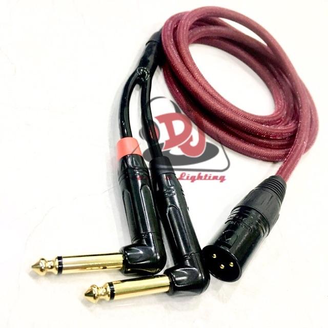 Dây canon chia ra 2 Jack 6 ly cong Jack chia canon đực ra 6 ly cong dây dài 1m