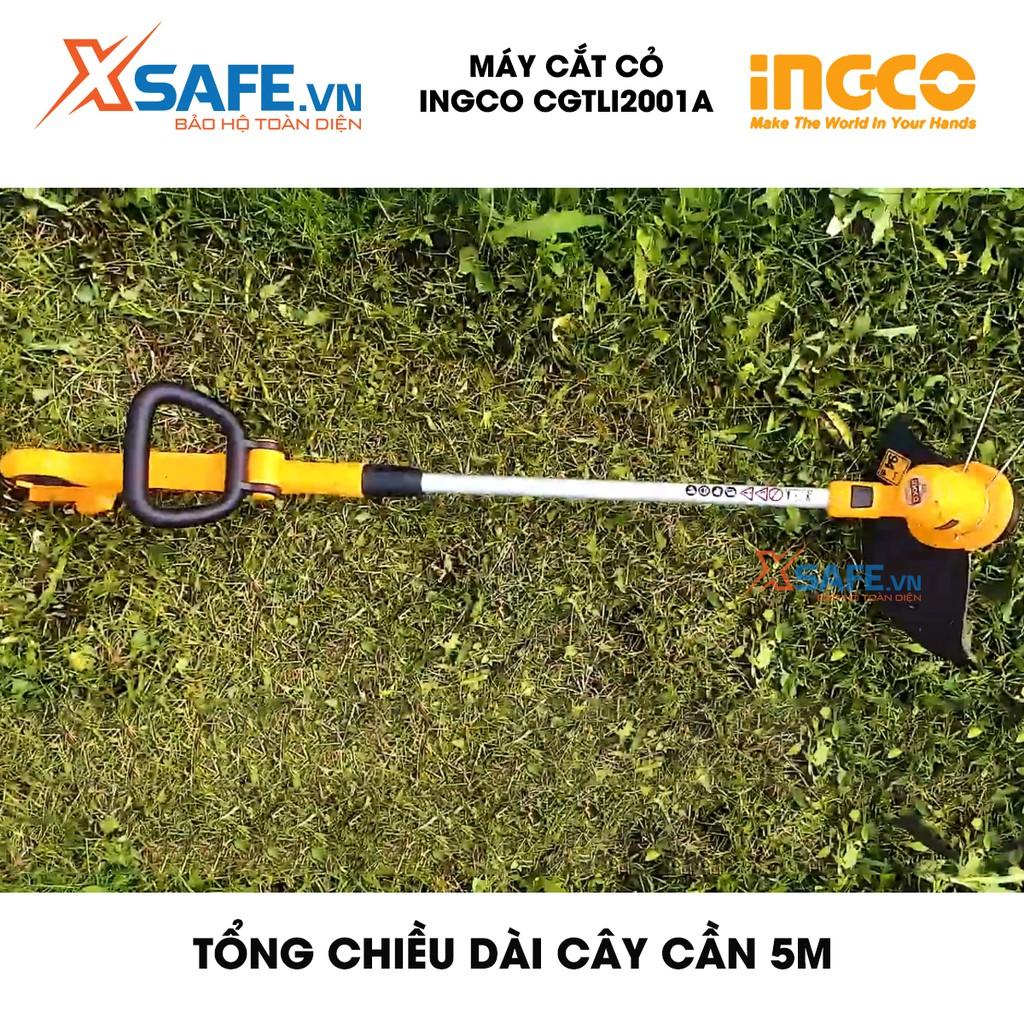 Máy cắt cỏ INGCO CGTLI2001 Tặng kèm Pin Lithium 20V 2ah và Sạc/Tốc độ không tải 8500/min, chiều dài lưỡi cắt 300mm