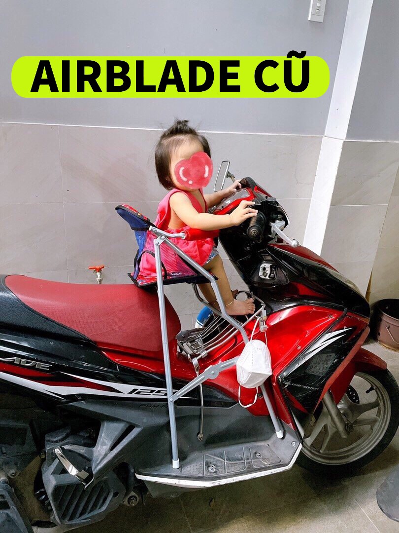 Ghế ngồi xe  Airblade cũ 2013 trở xuống cho bé , GHẾ GA XẾP SẮT SƠN TĨNH ĐIỆN