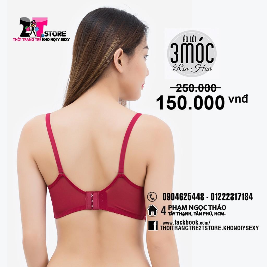 Áo Nâng Ngực Cotton 3 Móc Phối Ren