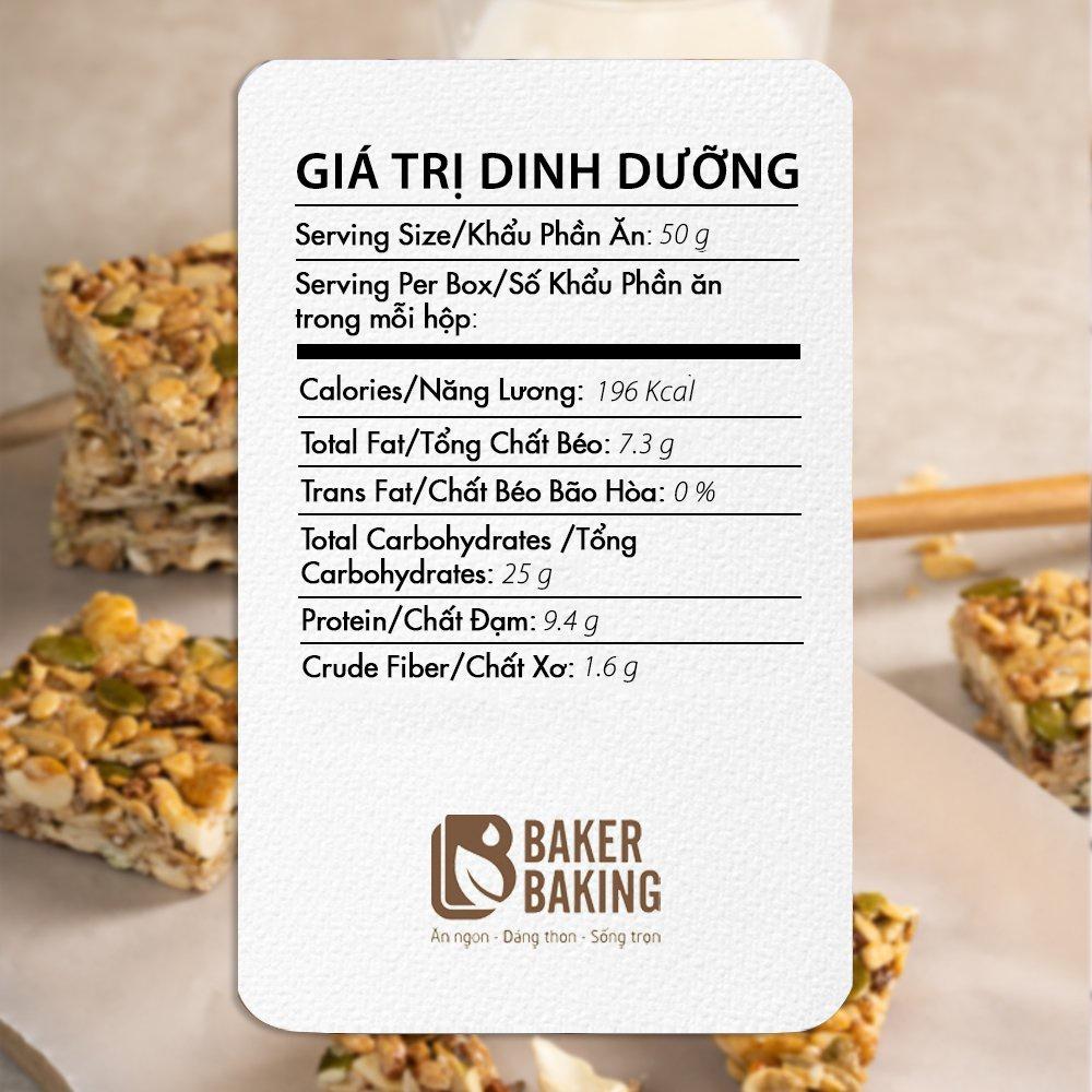 Bánh thanh hạt dinh dưỡng Baker Baking không đường, không chất bảo quản hỗ trợ người giảm cân, tiểu đường 100-500g