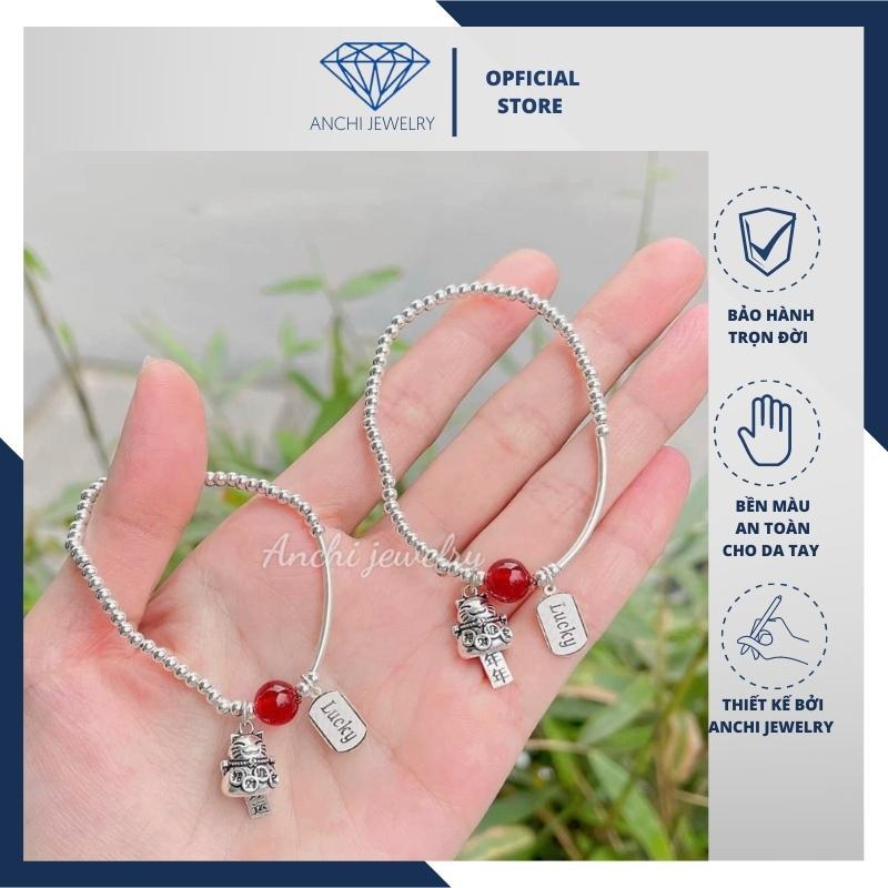 Vòng tay charm mèo thần tài, bạc thật nguyên chất. Anchi jewelry