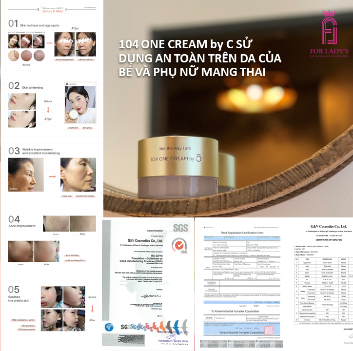 Kem dưỡng da làm trắng chống lão hóa mềm mại da 50ml- 104 ONE CREAM by C - HÀNG CHÍNH HÃNG