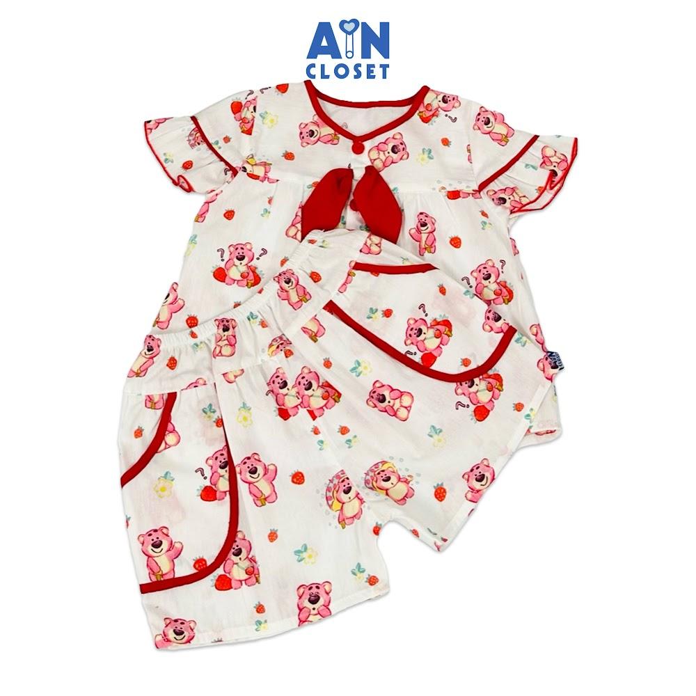 Bộ quần áo Ngắn bé gái họa tiết Gấu Losto Đỏ cotton - AICDBGOA9UQ4 - AIN Closet