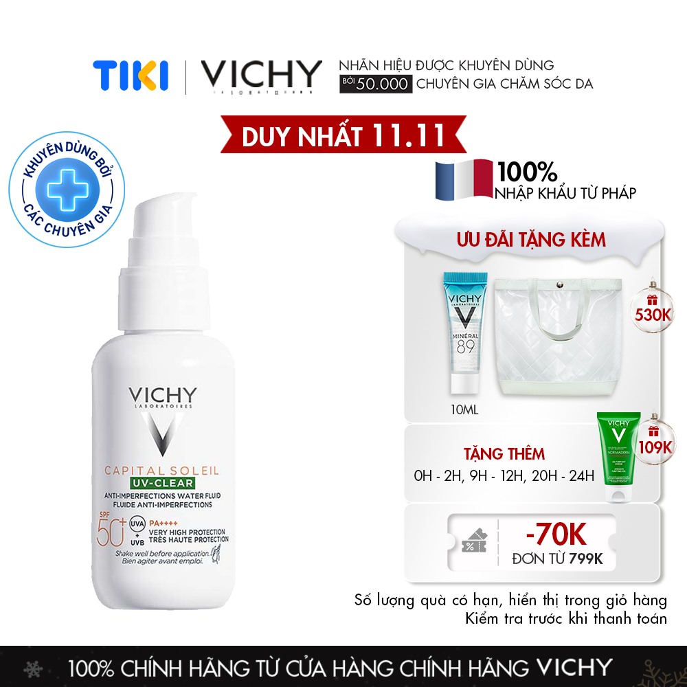 Kem chống nắng dành cho da dầu mụn Vichy UV-Clear Anti-Imperfections 40ml