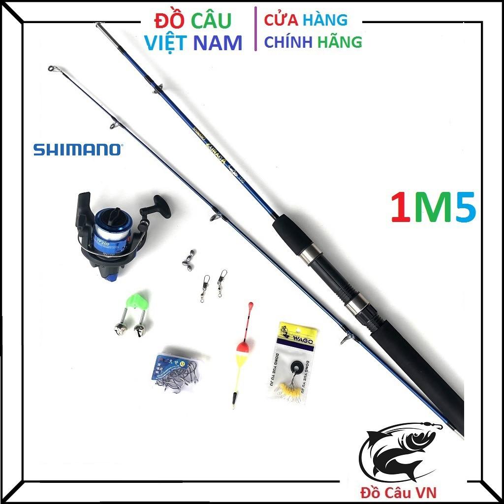 Bộ cần câu 2 khúc đặc Shimano RUZACA xanh 1m5 , Tặng kèm phụ kiện - Cần Câu Top1 VN