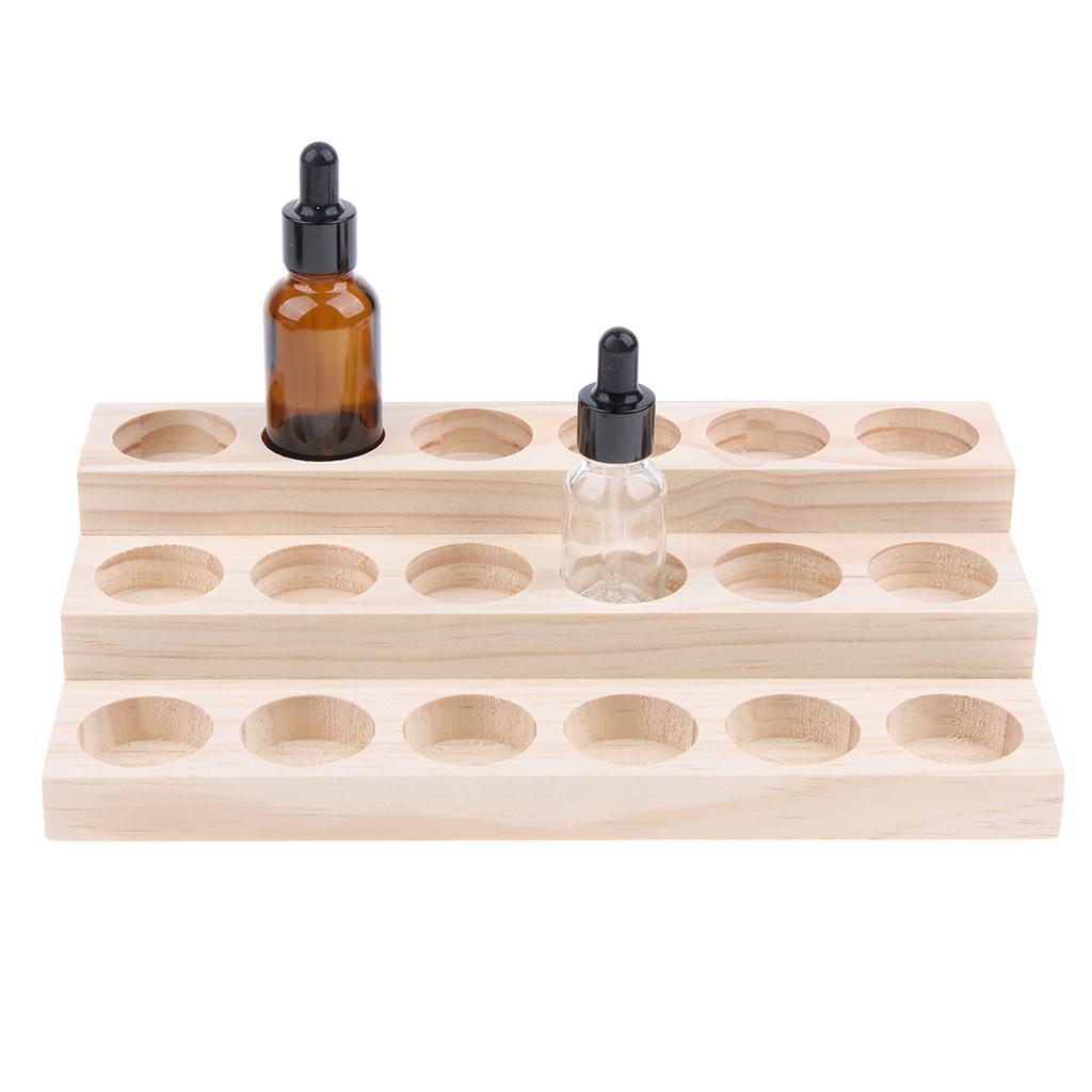 2x Wooden Essential Oil Tray Organizer Rack Salon Home Oil Display And Storage