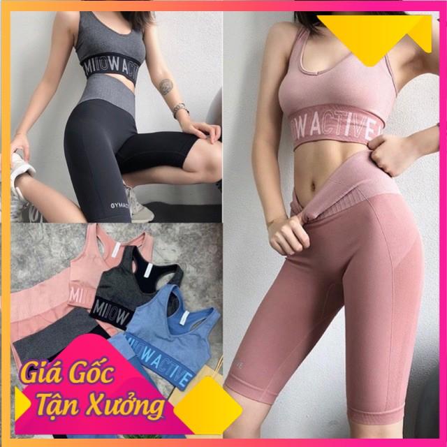 Đồ Lửng Thể Thao Nữ Tập Gym,Yoga Gồm Quần Lửng Và Áo Bra