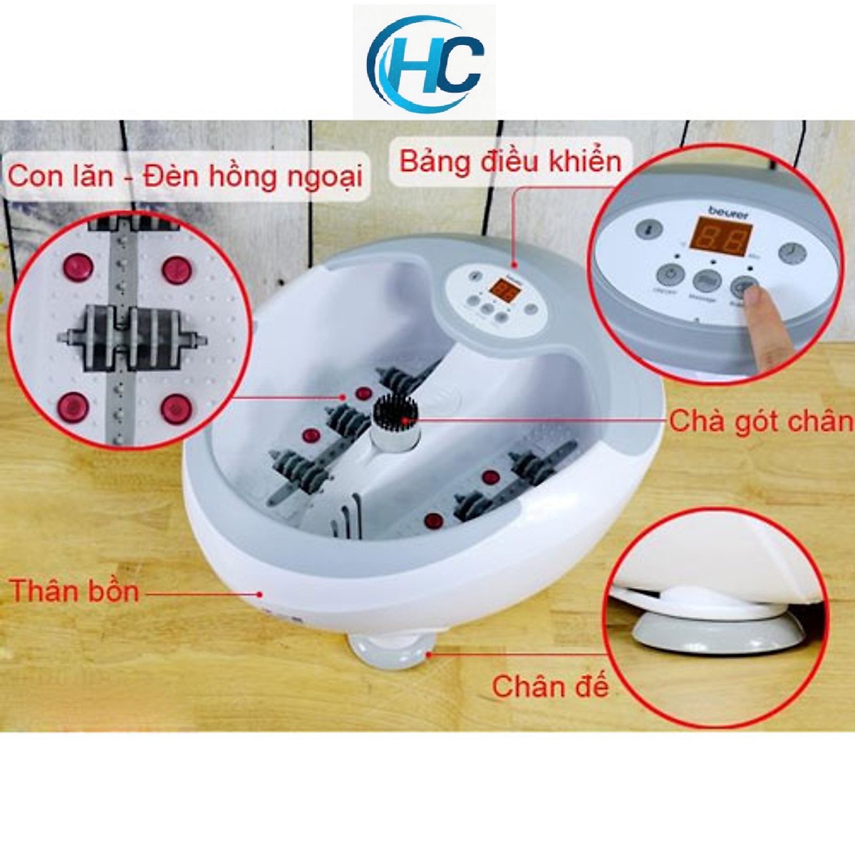 Bồn ngâm chân hồng ngoại, làm nóng nước, massage đa năng Beurer FB50