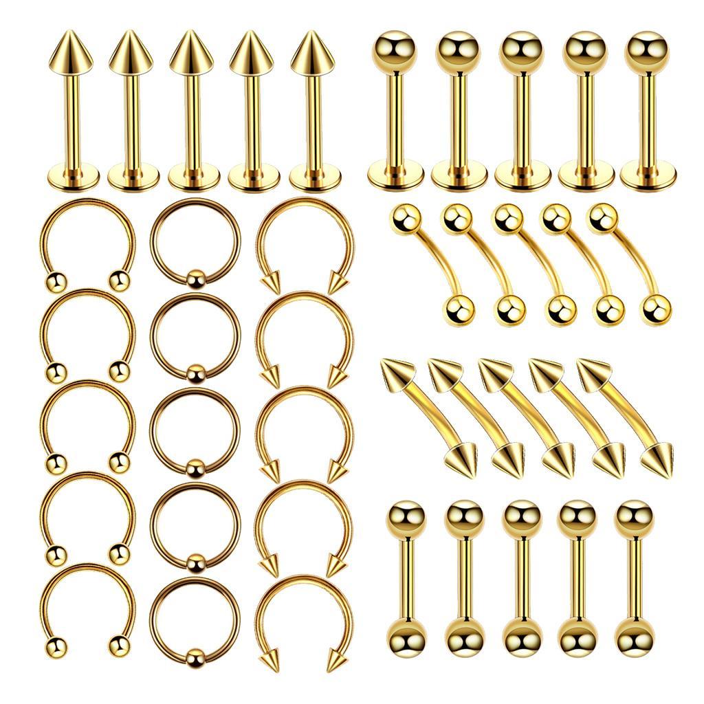 40 Pieces Nose Lip  Eyebrow  Navel Belly  Piercings  6mm