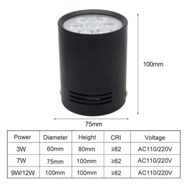 Đèn ống bơ công sất 7W - Đèn downlight lắp nổi - Chip Led COB tiết kiệm điện