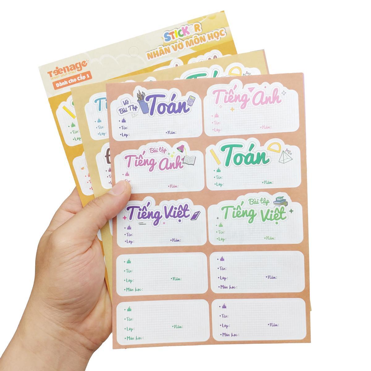 Sticker Nhãn Vở Môn Học - Teenage NV-05 - Cấp 1 (3 Tờ/Xấp)