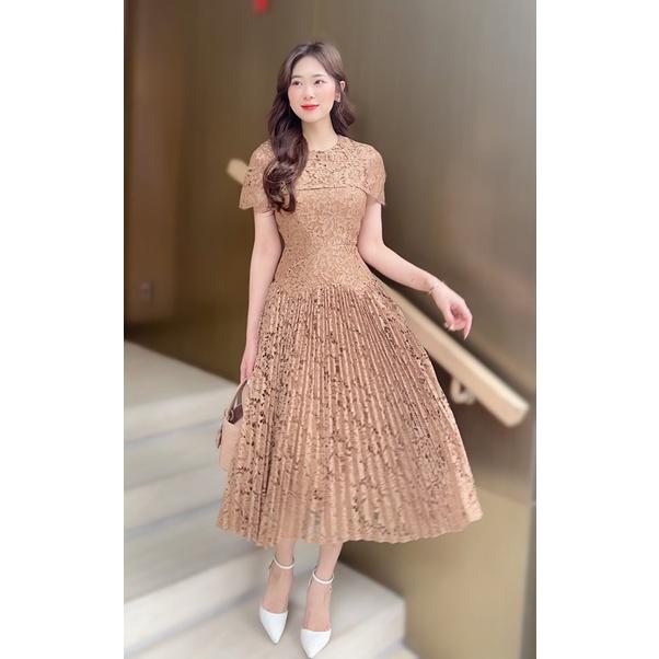 Đầm Thiết Kế Jen Dress Chất Liệu Vải Ren Cao Cấp Màu Nâu Tây - Váy ren Thiết Kế Thanh Lịch Sang Trọng