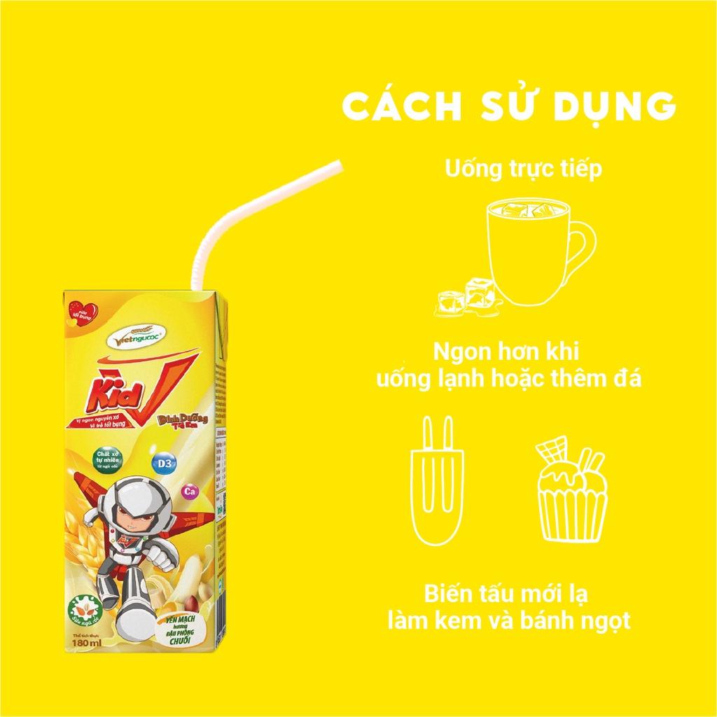 Combo 5 Lốc Sữa Yến Mạch Vkid VIỆT NGŨ CỐC Cho Bé Thơm Béo Hương Vị Chuối Đậu Phộng 110ml/Hộp