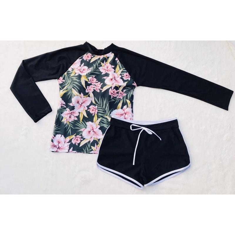 4 Mẫu Bộ Bơi Nữ Tay Dài Quần Sọc free size 40-55 ký - 5