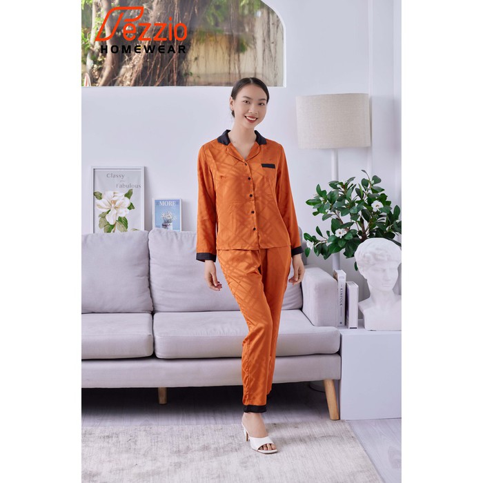 Bộ pijama lụa cao cấp, bộ mặc nhà nữ, pijama cao cấp Fezzio mềm mát chính hãng