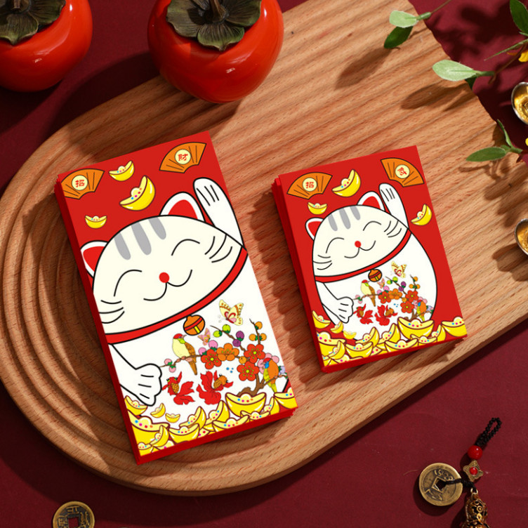 Set 10 Bao lì xì Mèo May Mắn Mèo Thần Tài