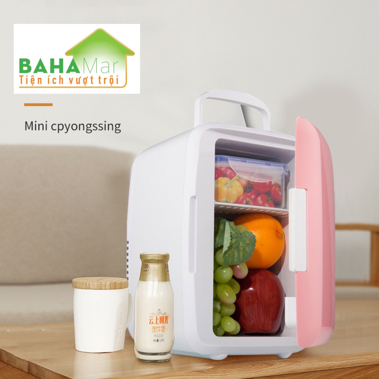 TỦ LẠNH MINI 4L ĐỂ TRÊN XE HƠI, PHÒNG NGỦ, BẢO QUẢN MỸ PHẨM "BAHAMAR"