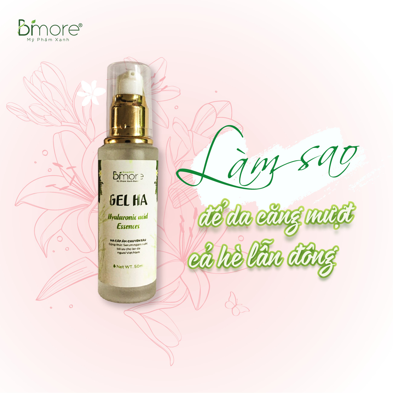 Gel HA - Hyaluronic acid essence cấp ẩm giữ ẩm bền vững cho da_50ml