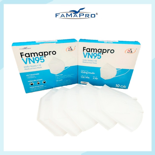 [Chính Hãng] - COMBO 3 HỘP Khẩu trang y tế kháng khuẩn 4 lớp Famapro VN95/ Đạt chuẩn N95 (10 cái/ hộp) - Giá Ưu Đãi