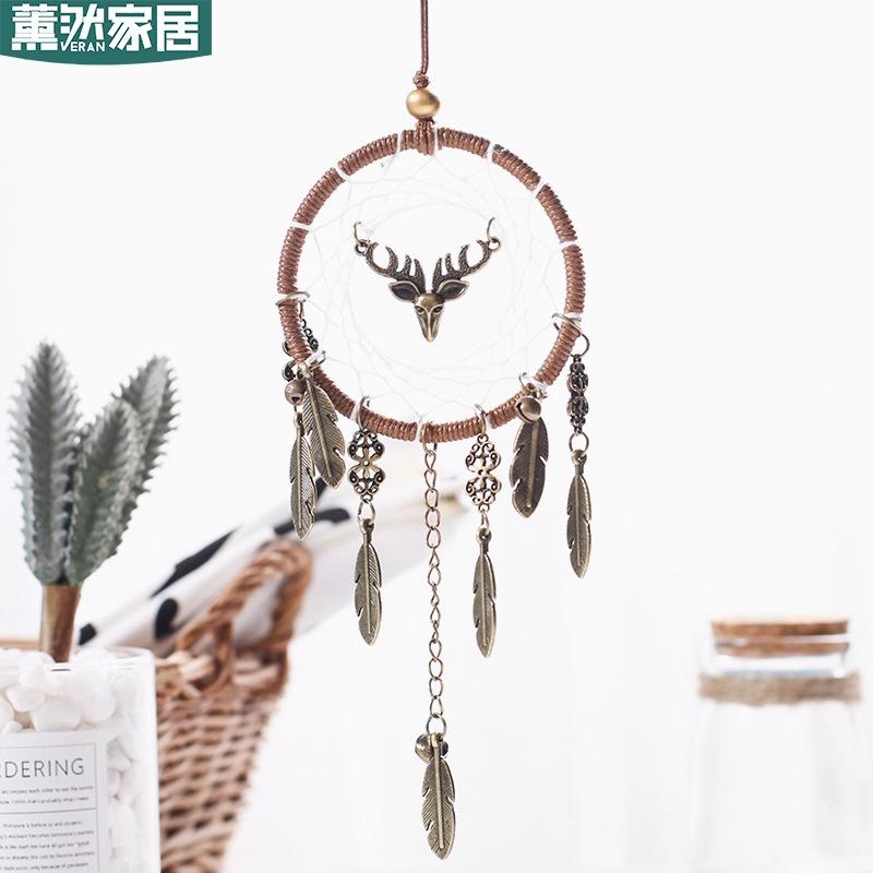 Dreamcatcher bằng sắt đính lông vũ và ngọc trai tinh tế trang trí nội thất