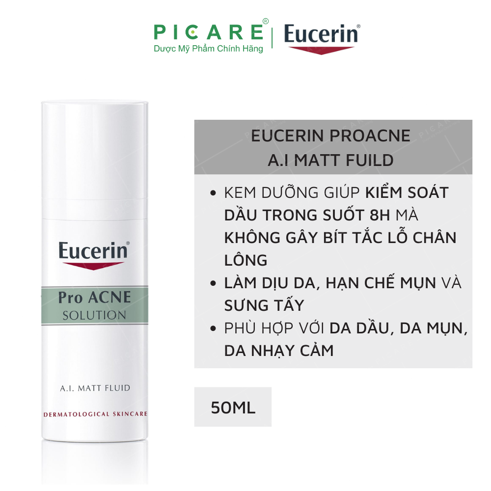 Kem Dưỡng Ẩm, Kiểm Soát Nhờn, Ngừa Mụn Eucerin Matt Fluid (50ml)