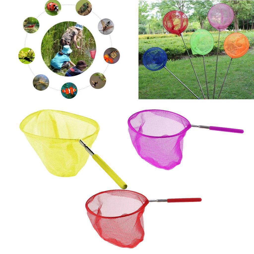 Set Of 3 Kids Telescopic Butterfly Fishing Net Extendable For Catching Fish