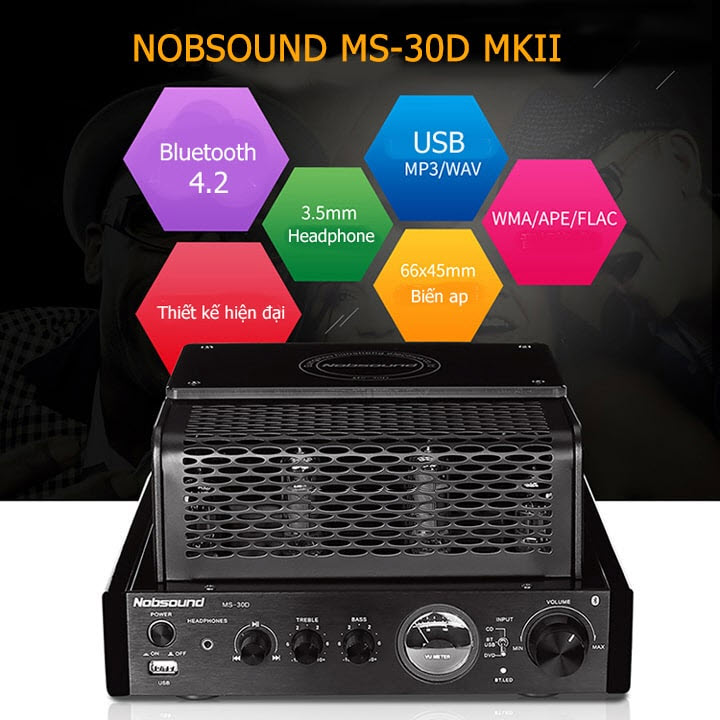 Bộ Pre Amply Đèn Hifi Nobsound MS-30D MKII Tích Hợp Giải Mã DAC Hỗ Trợ Kết Nối Bluetooth, Cổng USB, Quang, Coaxial PD - Hàng Chính Hãng