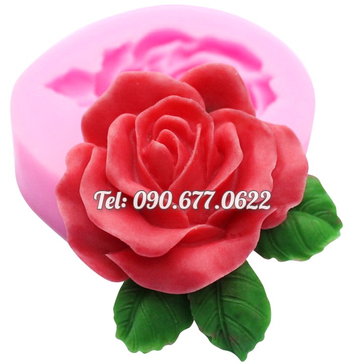 Khuôn silicone làm rau câu hoa hồng 3 lá loại 8 cm - Mã số 1706