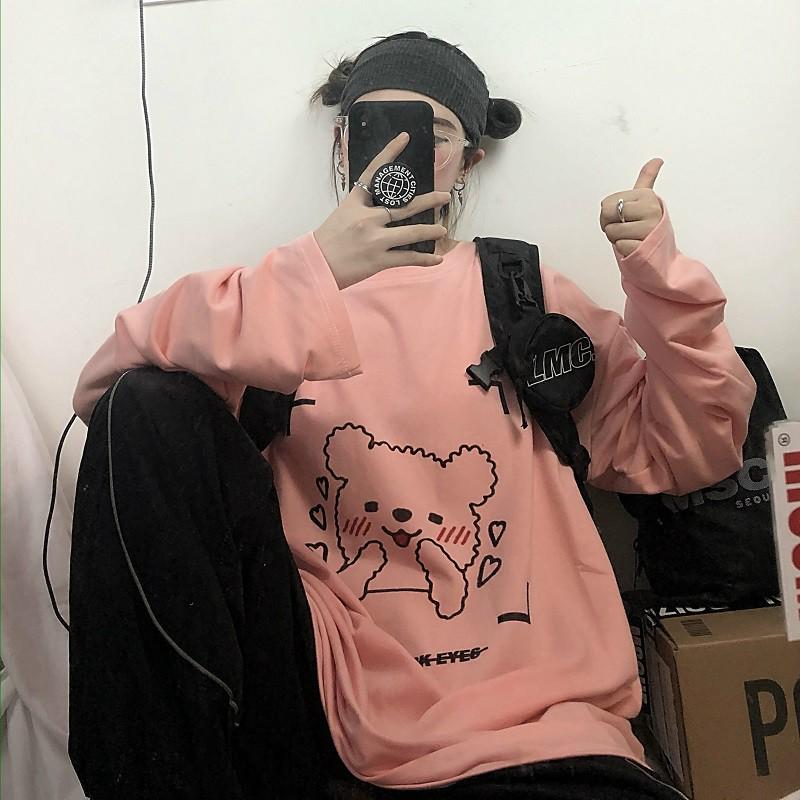 Áo Thun Tay Dài Unisex GẤU IT HAS DARK EYES Thu Đông Ulzzang